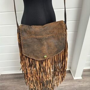 Juan Antonio leather fringe purse